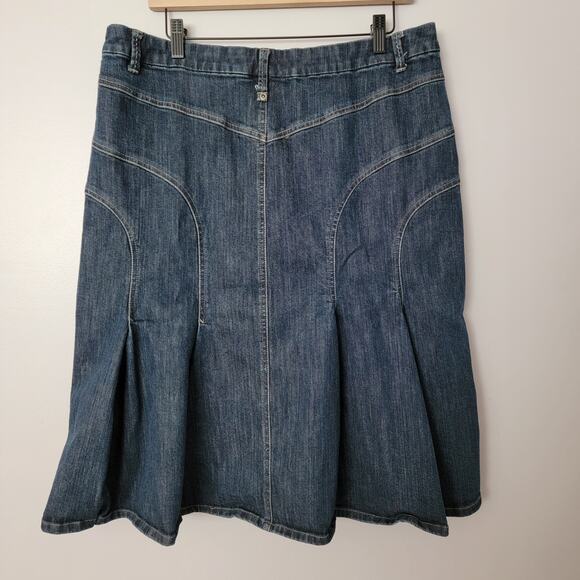 Maurices Denim Jean Mini Skirt Tulip Flare Dark Sz 16 Western Cowgirl Country - Picture 3 of 9